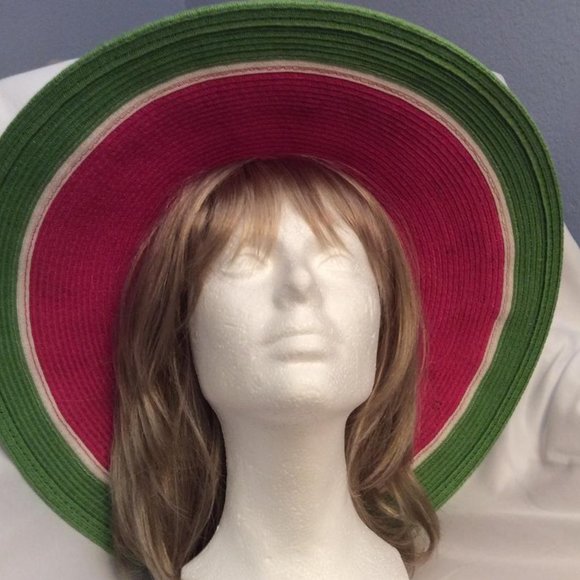 Watermelon colorful wide brim straw beach Hat - Picture 3 of 6